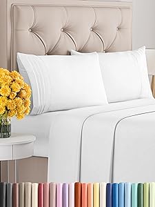 Queen Size 4 Piece Sheet Set, Comfy Breathable & Cooling Sheets